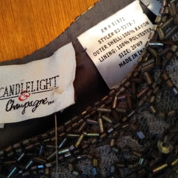 💛HP💙 VTG Grey Beaded Evening Top  by Candlelight & Champayne NWOT - Picture 5 of 8